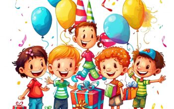 kids-cartoon-birthday-background-illustration-ai-generative-free-photo